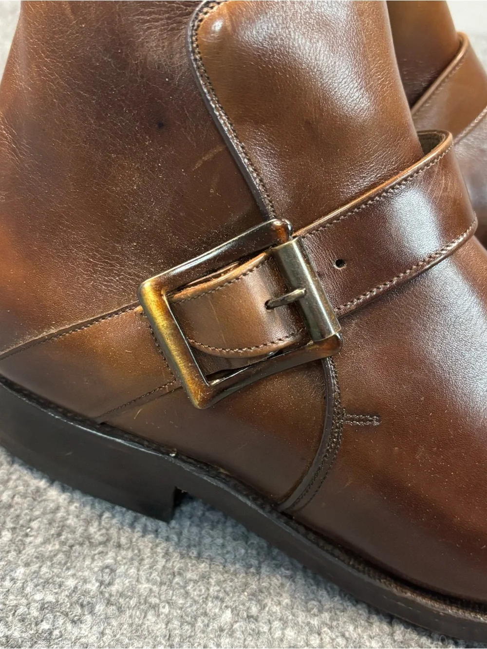 Allen Edmonds Ostendo Jodhpur Boots 7 EEE Brown Leather Monk Strap Ankle Mens